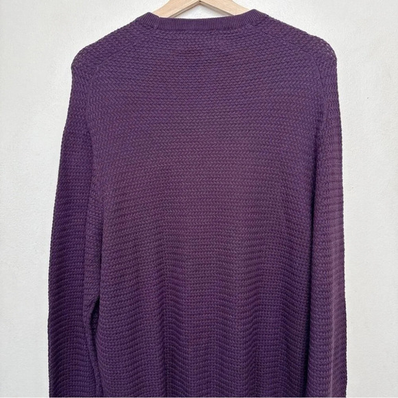 Ben  Sherman Mens Large Crew Neck Textured Cotton Purple Pullover - Picture 11 of 14